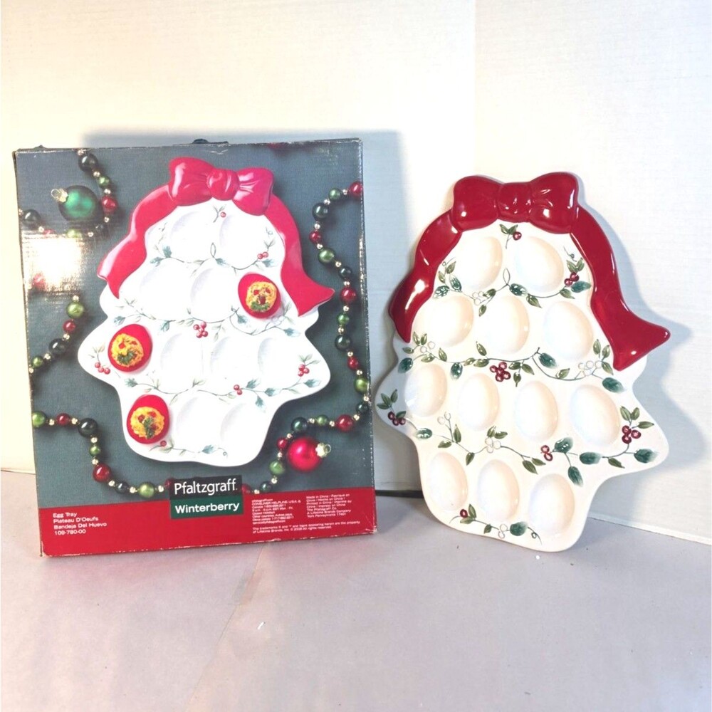 NOB Vintage Pfaltzgraff Winterberry Deviled Egg Tray Christmas